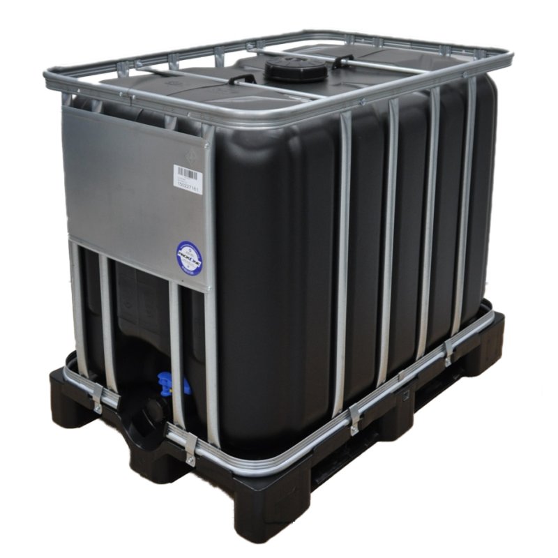 Cuve IBC 600 litres reconditionnée neuve - Noir FDA ouverture 150mm - Palette plastique "Werit"