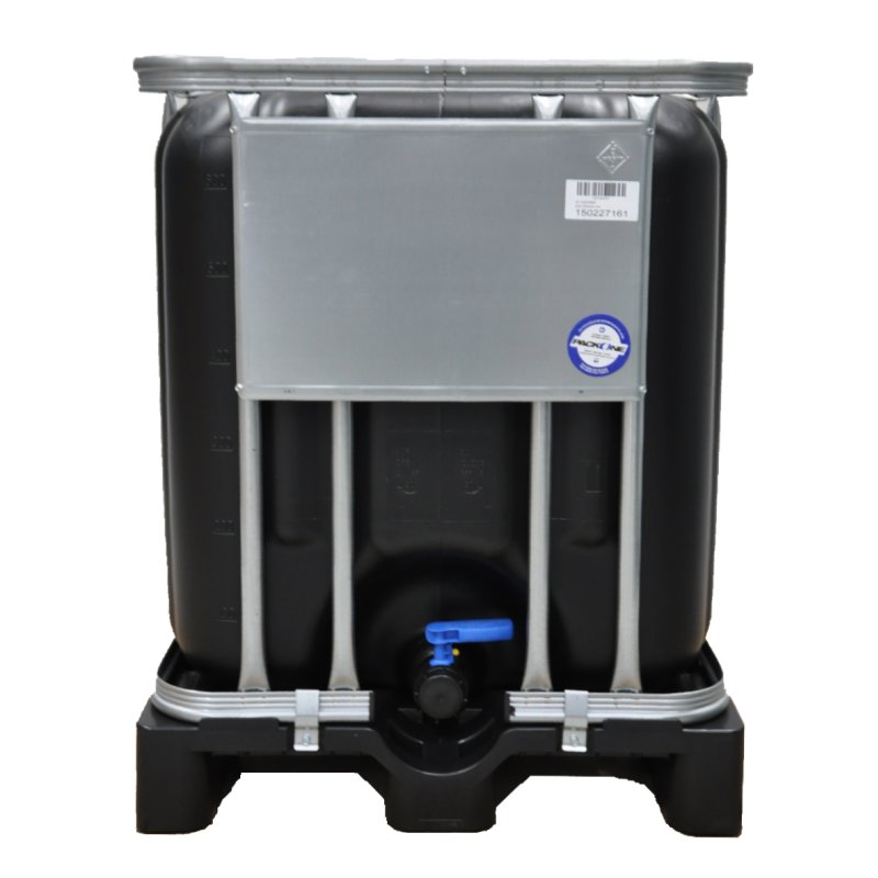 Cuve IBC 600 litres reconditionnée neuve - Noir FDA ouverture 150mm - Palette plastique "Werit"