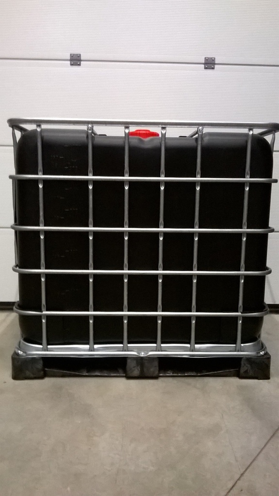 ​​​Cuve IBC 1000 litres rénovée - Noir ouverture 150mm - palette plastique "Schutz"