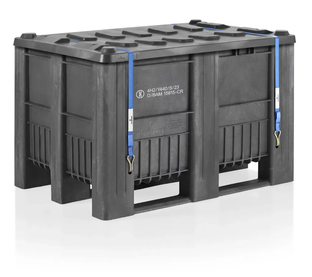 Caisse-palette plastique Neuve 470 litres- Trois semelles - (1200x800x790 mm)