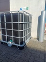 ​​​Cuve IBC 1000 litres rénovée - Noir ouverture 150mm - palette métallique "Greif"
