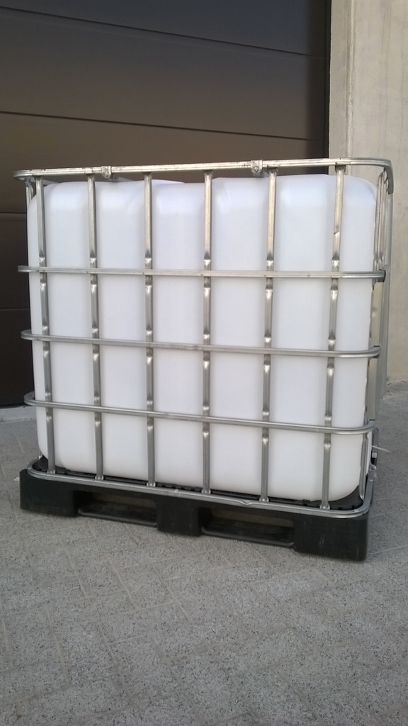 Cuve IBC 1000 litres reconditionnée poche neuve - Naturel FDA ouvreture 225mm - Palette plastique "Werit"