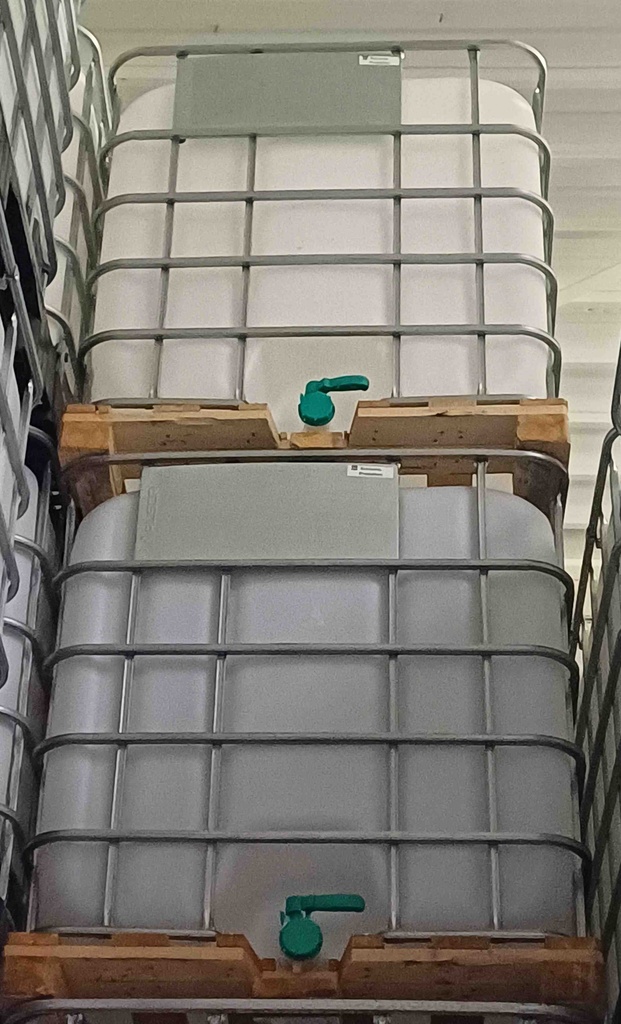 ​​​Cuve IBC 1000 litres rénovée - Naturel ouverture 150mm - palette bois "Mauser"