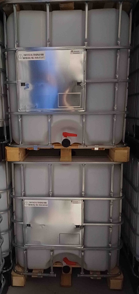 ​​​Cuve IBC 1000 litres rénovée - Naturel ouverture 150mm - palette bois "Greif"