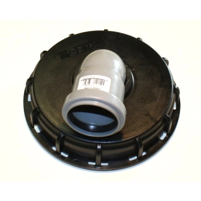 Couvercle Schütz noir NW150 avec raccordement coude PVC 50mm