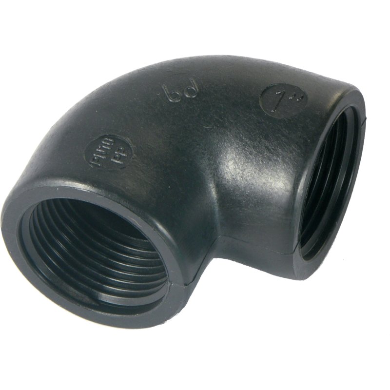 Coude pression 90° PP Femelle - Femelle - Noir