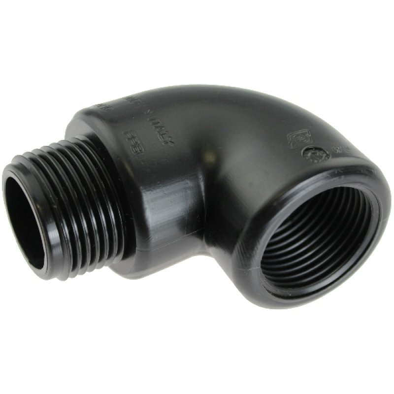 Coude pression 90° PP Mâle - Femelle - Noir