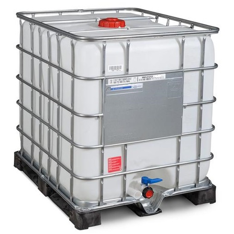 ​​​​​Cuve IBC 1000 litres reconditionnée poche neuve - Naturel Non UN ouverture 150mm - Palette plastique "Schutz"