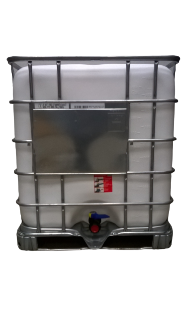 ​​​Cuve IBC 1000 litres rénovée - Blanche opaque ouverture 150mm - Palette métallique "Schutz"