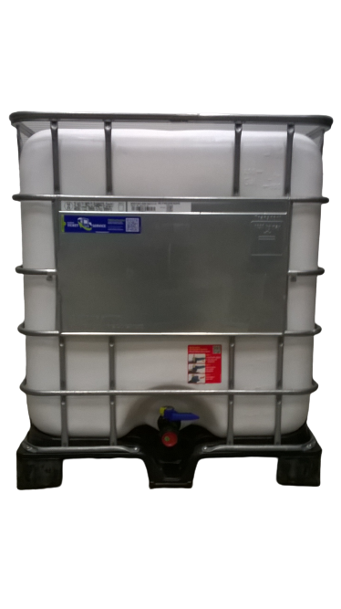 ​​​Cuve IBC 1000 litres rénovée - Blanche opaque ouverture 150mm - Palette plastique "Schutz"