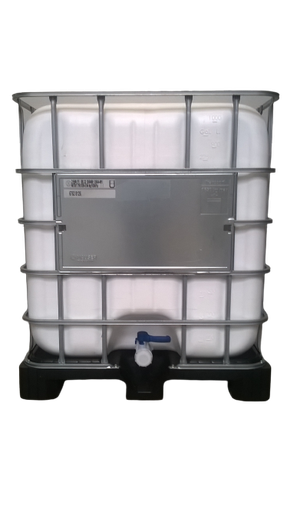 [CRC1BO150PPM] ​​​Cuve IBC 1000 litres rénovée - Blanche opaque ouverture 150mm - Palette plastique "Mauser"