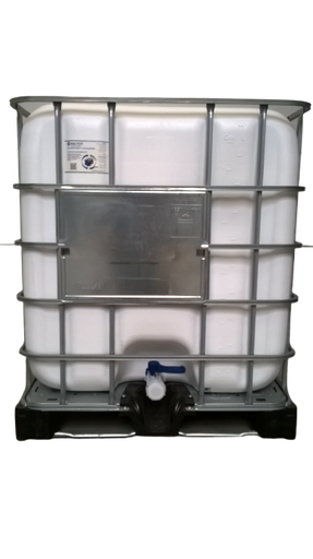 [CRB1BO150PMM] ​​​​Cuve IBC 1000 litres reconditionnée poche neuve - Blanche opaque ouverture 150mm - Palette métallique "Mauser"