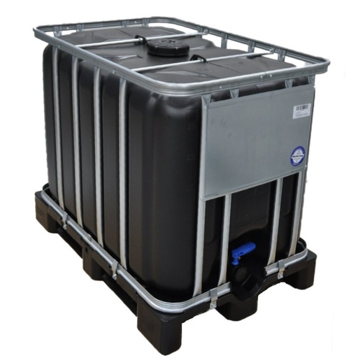 [CN6ZA150PPW] Cuve IBC 600 litres neuve - Noir UN et FDA - Ouverture 150mm - Palette plastique "Werit"