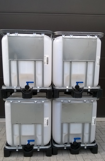 [CRB6NA225PPS] Cuve IBC 600 litres reconditionnée poche neuve - Naturel ouverture 225mm - Palette plastique "Schutz"