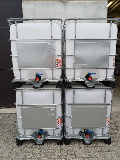 [CRB6NA225PPS] Cuve IBC 600 litres reconditionnée poche neuve - Naturel ouverture 225mm - Palette plastique "Schutz"