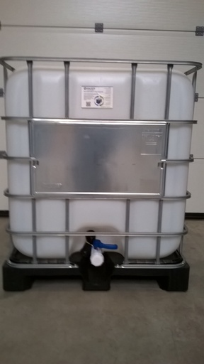 [CRB1NNUN150PPM] ​​​​Cuve IBC 1000 litres reconditionnée poche neuve - Naturel Non UN ouvreture 150mm - Palette plastique "Mauser"